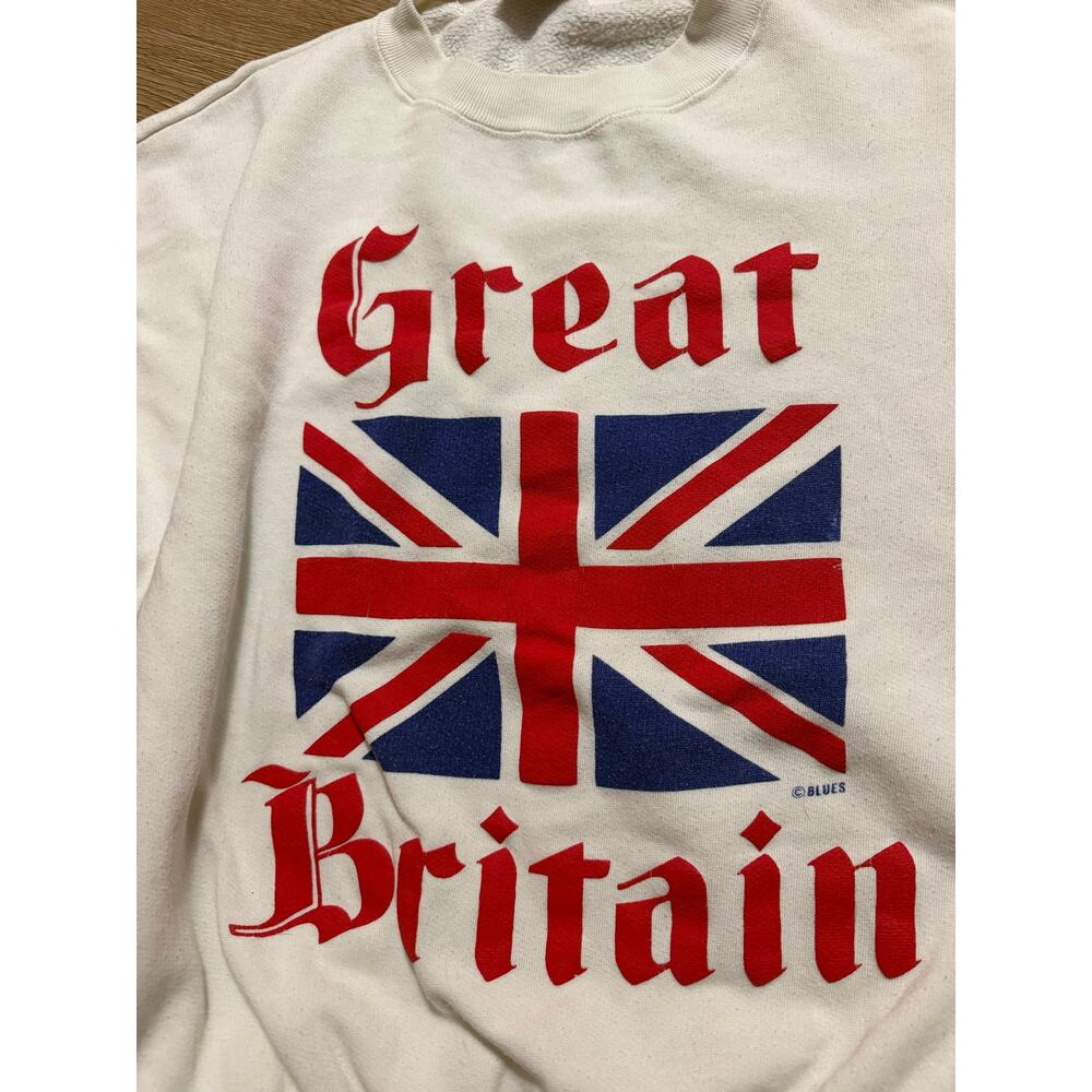 Vintage Great Britain Union Jack Crewneck White Made In Portugal Size Large - Picture 6 of 7